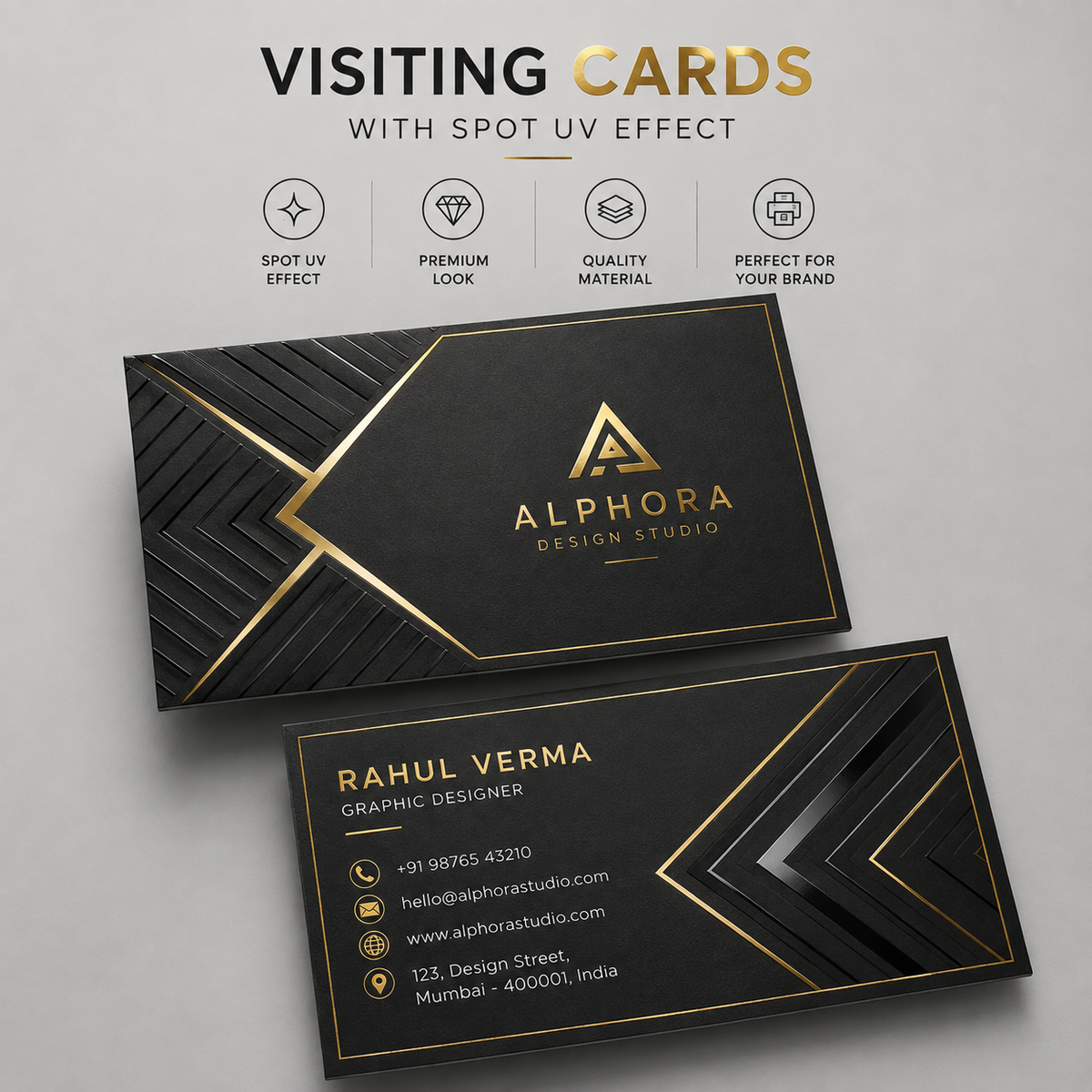 Visiting Cards -Digital U.V. + Foil (92 x 54 mm)